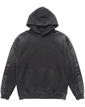 HTC Moustache Studded Distressed Hoodie - Black