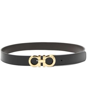Ferragamo Gancini-Buckle Leather Belt - White