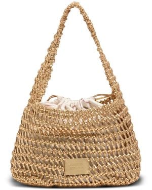 Bimba Y Lola Leather Plaited Medium Bag - Natural