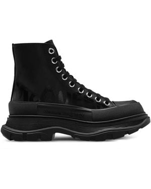McQueen Leather Biker Boots - ブラック