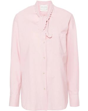forte_forte Pussy-Bow Collar Poplin Shirt - Pink