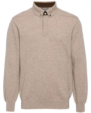 N.Peal Cashmere ロングスリーブ ポロシャツ - ナチュラル