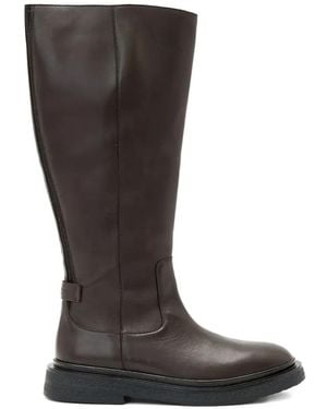 AllSaints Escher Zip Logo-Strap Knee-High Boots - Black