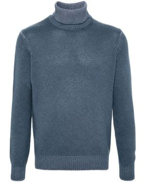 Dell'Oglio Roll-Neck Wool Blend Jumper - Blue