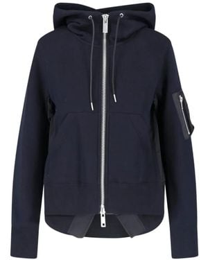 Sacai Sudadera Con Capucha Y Cremallera - Azul