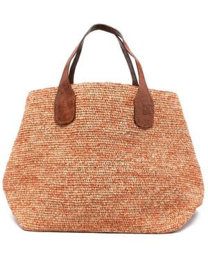 IBELIV Handle Raffia Tote Bag - Brown