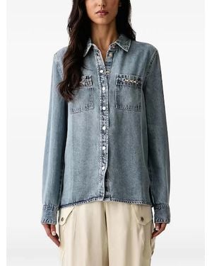 Guess Chain-Detail Denim Shirt - Blue