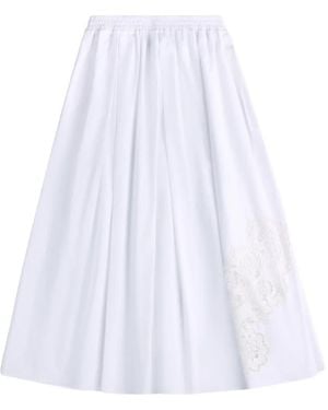 Fay A-Line Lace Midi Skirt - White