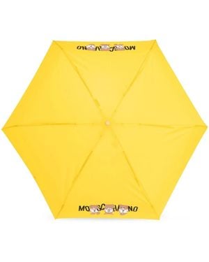 Moschino Teddy Bear-Logo Print Compact Umbrella - Yellow