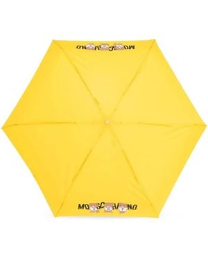 Moschino Teddy Bear-Logo Print Compact Umbrella - Yellow