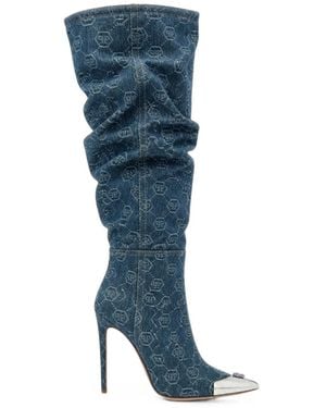 Philipp Plein Overknee-Stiefel Mit Hohem Absatz - Blau