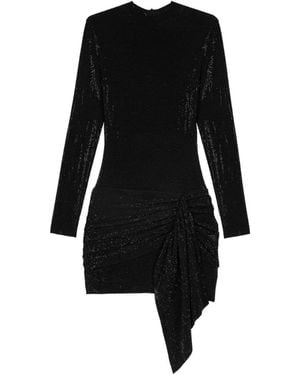 Maje Draped-Detail Knitted Dress - Black