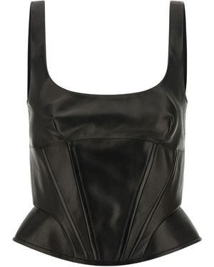 Ermanno Scervino Peplos Bustier-Top aus Leder - Schwarz