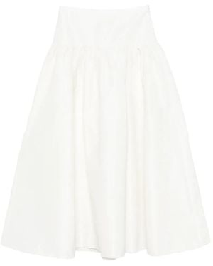 Maje Side-Zip A-Line Midi Skirt - White