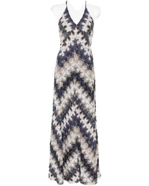 Missoni Zigzag-Pattern V-Neck Maxi Dress - White