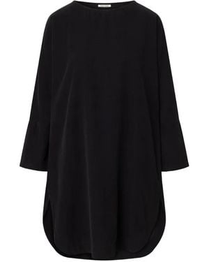 Black Crane Long-Sleeve Mini Dress - Black