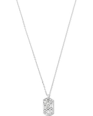 Suzanne Kalan 18Kt Inlay Diamond Dog Tag Pendant Necklace - White