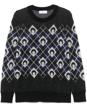 Marine Serre Moon Argyle Jumper - Black