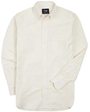 Drake's Ticking-Stripe Cotton Shirt - White