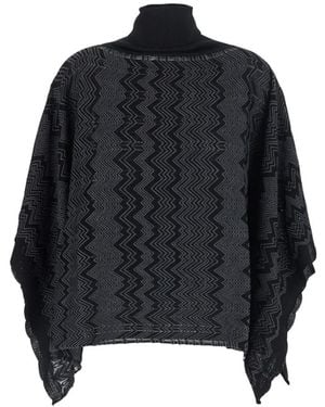 Missoni Zigzag-Knit Poncho - Black