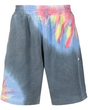 MSGM Tie-Dye Print Cotton Shorts - Blue