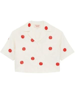Maje Camisa Corta Con Motivo De Lunares De X Blanca Miró - Rosa