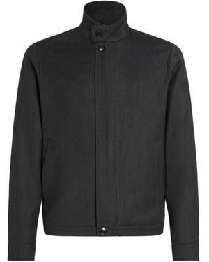 ZEGNA High-Neck Wool Jacket - Black