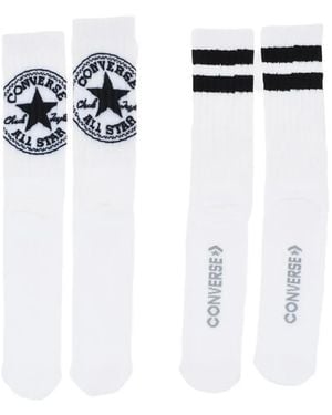 Converse Lot De Deux Paires De Chaussettes Côtelées À Logo - White