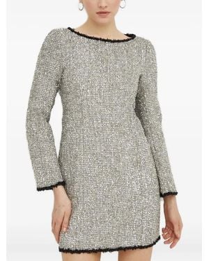 Miss Sixty Sequin Tweed Long-Sleeve Dress - Gray