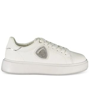 Blauer Crystal-Embellished Platform Trainers - White