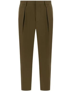 Michael Coal Pleated Trousers - Green
