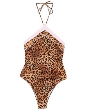 MC2 Saint Barth Meryem Leopard-Print Halterneck Swimsuit - Brown