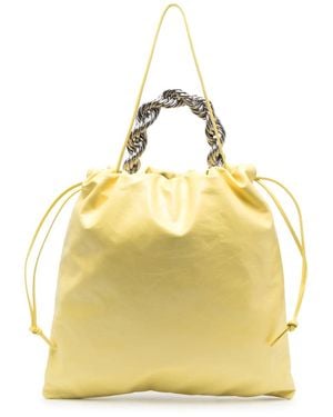 Jil Sander Metallic Top-Handle Leather Tote Bag - Yellow