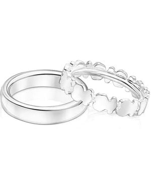 Tous Juego de dos anillos Straight - Blanco