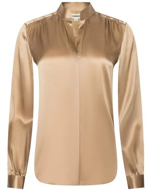 L'Agence Bianca Band-Collar Blouse - Natural