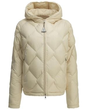 Moncler Arvouinne Hooded Triangle-Quilted Short Down Jacket - White