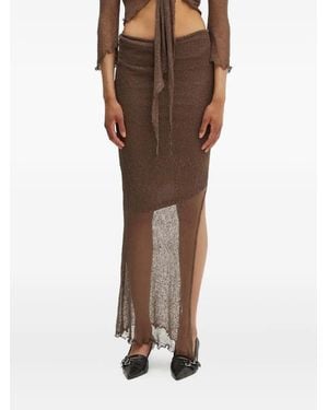 Résumé Ensemble Jupe-Cardigan À Volants - Brown