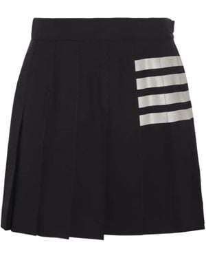Thom Browne Plain Weave 4-Bar Pleated Mini Skirt - Blue