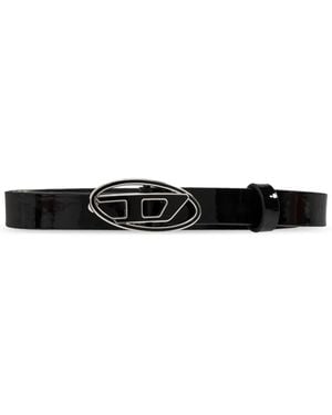 DIESEL B-1dr エナメルレザーベルト - ブラック