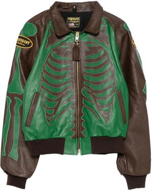 AWAKE NY Vanson Stadium Leather Jacket - Green