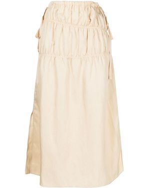 Goen.J Midi Ruched Straight Skirt - Natural