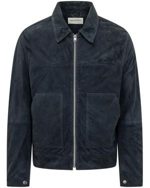 Amaranto Zip-Fastening Leather Jacket - Blue