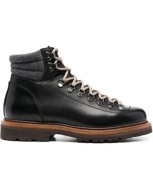 Brunello Cucinelli レザー ハイキングブーツ - ブラック
