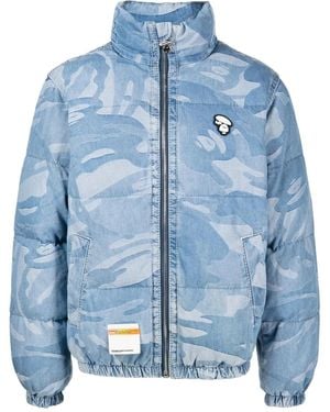 Aape By A Bathing Ape カモフラージュ ダウンジャケット - ブルー