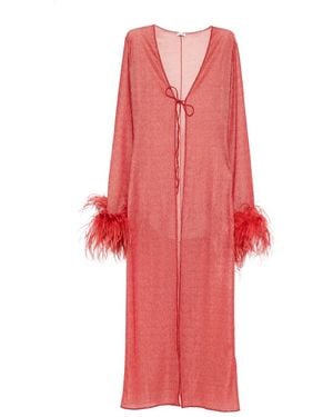 Oséree Pareo Con Ribete De Plumas - Rojo