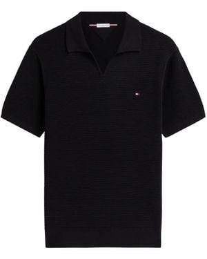 Tommy Hilfiger Waffle-Knit V-Neck T-Shirt - Black