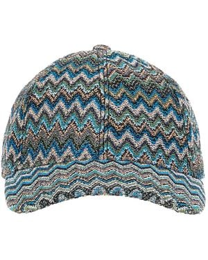 Missoni Zigzag-Knit Baseball Cap - Blue