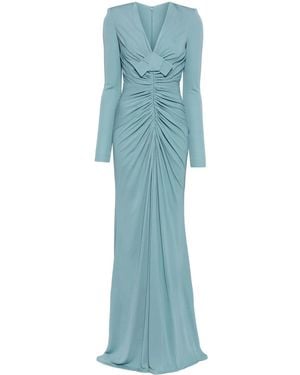 Elie Saab V-Neck Jersey Dress - Blue
