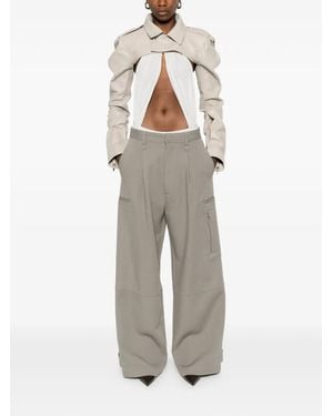 Rick Owens Microbiker Leather Jacket - Grey