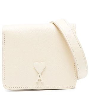 Ami Paris Ami De Coeur Leather Card Holder - White